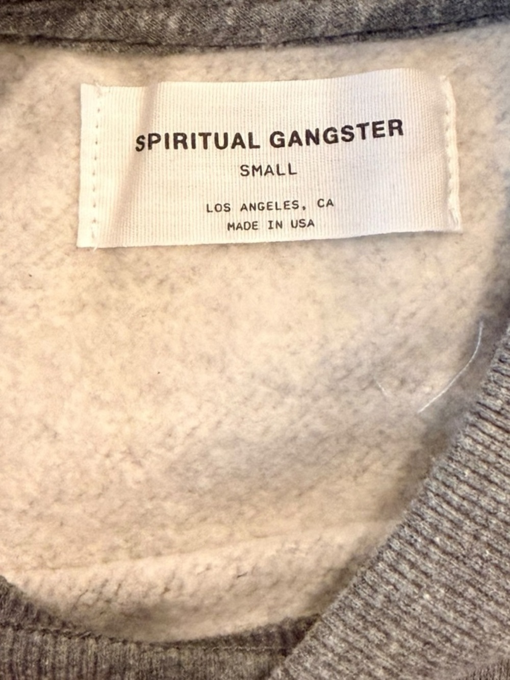 Spiritual Gangster Deep Trance Sound Bath Boyfriend Crew Sweatshirt Gray S NWT - Picture 3 of 5